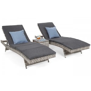 Home&Garden Sestava lehátek Bora Bora Light Grey / Grey Melange + stolek