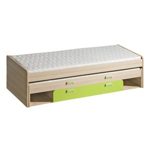 Dolmar Rozkládací postel Lorento L16 Jasan / fialová, 2 ks matrace (1 ks hlavní + 1 ks přistýlka)