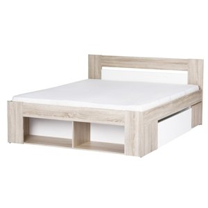 LANAI, postel 160x200 cm, dub sonoma/bílá