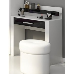 Toaletní stolek MOLTENO, bílá/černý lesk, 5 let záruka