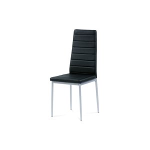 Jídelní židle TYSON, koženka černá / šedý lak DOPRODEJ