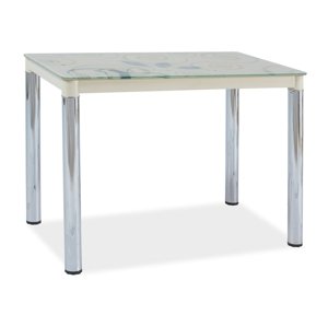 Jídelní stůl NEFON 2 100x60 cm, sklo/krémová-chrom