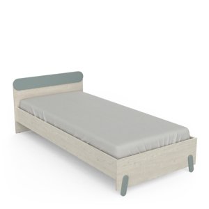 Jednolůžková postel GWANG 90x190/200 cm, dub topanga/zelená