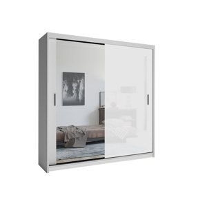 Šatní skříň SMIRNE II s jedním zrcadlem, bílá
