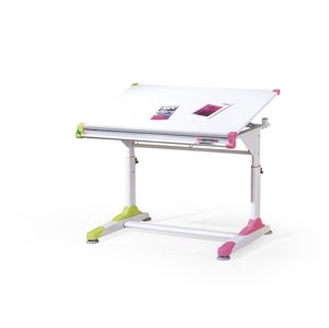 Dětský psací stůl KYLIE, bílá/zelená/růžová