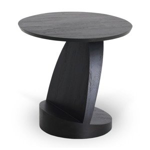 Odkládací stolek Oblic - lakovaný teak - černý - kulatý - Ethnicraft