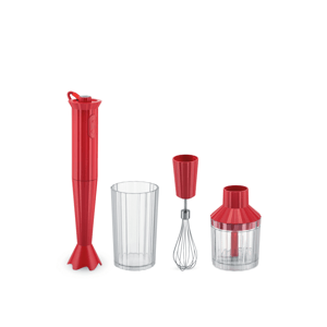 Designový ruční mixér s odměrkou a ručním šlehačem, červený, prům. 7 cm - Alessi