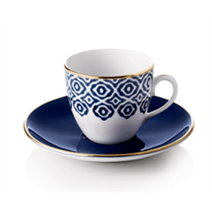 Turecký kávový set 4 šálků s podšálky, modrá "Bleu Blanc" - Selamlique